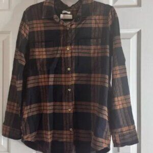 Thread & Supply Black & Brown Plaid Men's Flannel with Pockets Size S